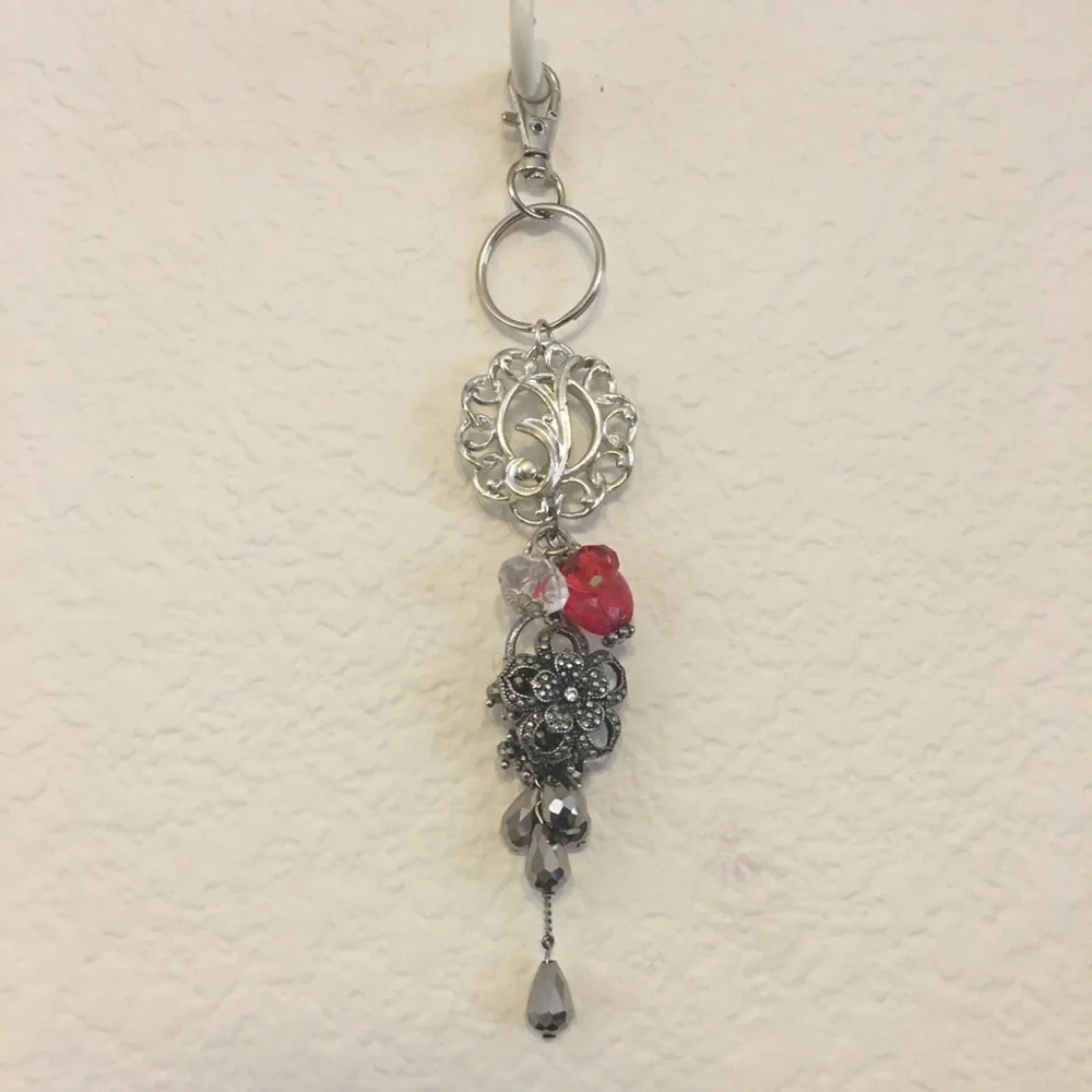 Vintage repurpose salvaged estate gem keychain
